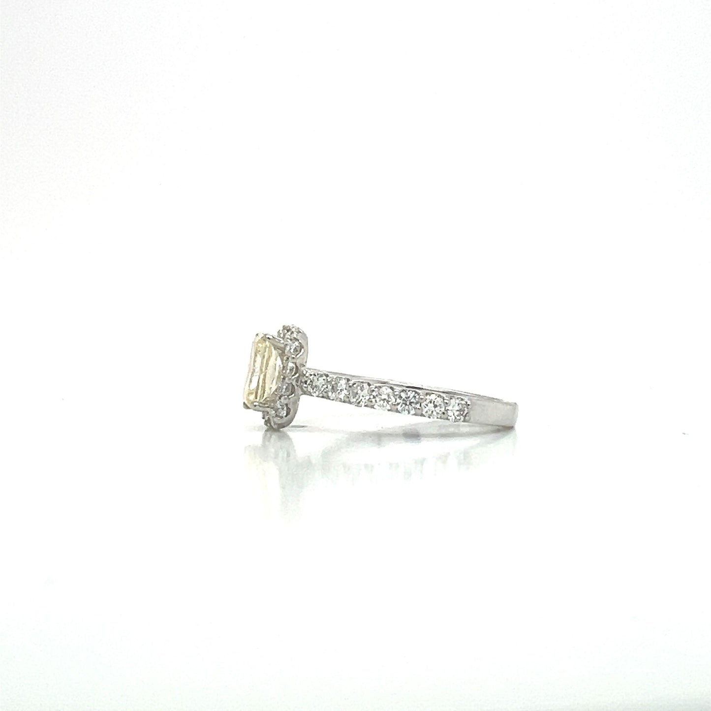 14KW 1.50CTTW Lab-Grown Diamond Radiant Cut Ring - 1.01CT Center Fancy Yellow IGI Certified
