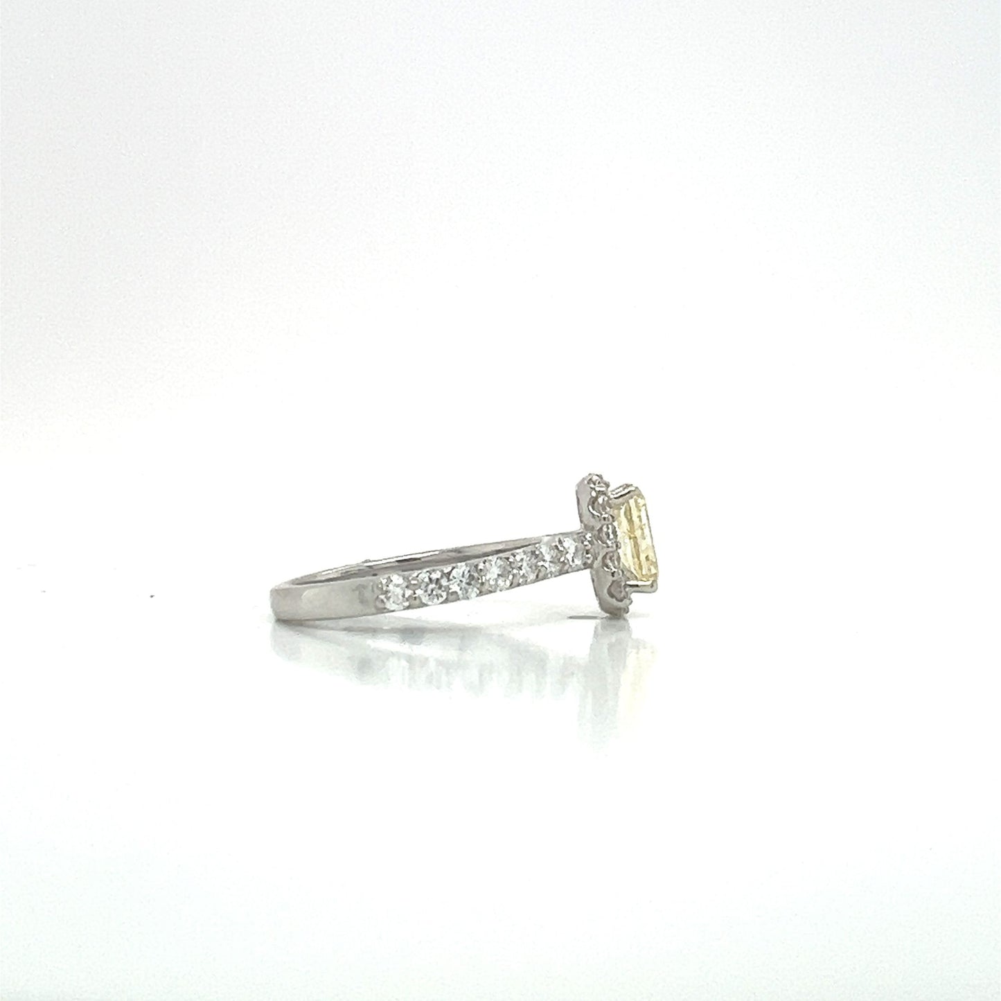 14KW 1.50CTTW Lab-Grown Diamond Radiant Cut Ring - 1.01CT Center Fancy Yellow IGI Certified