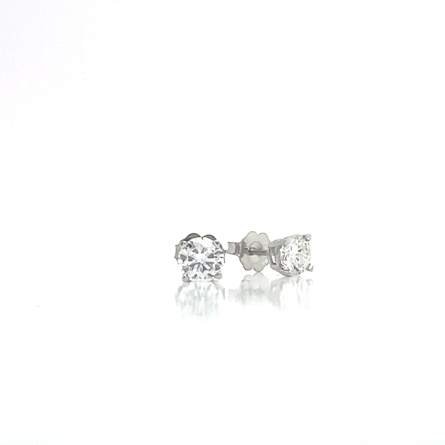 14KW Lab Grown Diamond 4 Prong Basket Stud 1.00cttw HI/VS Earrings Non Cert by Lannyte