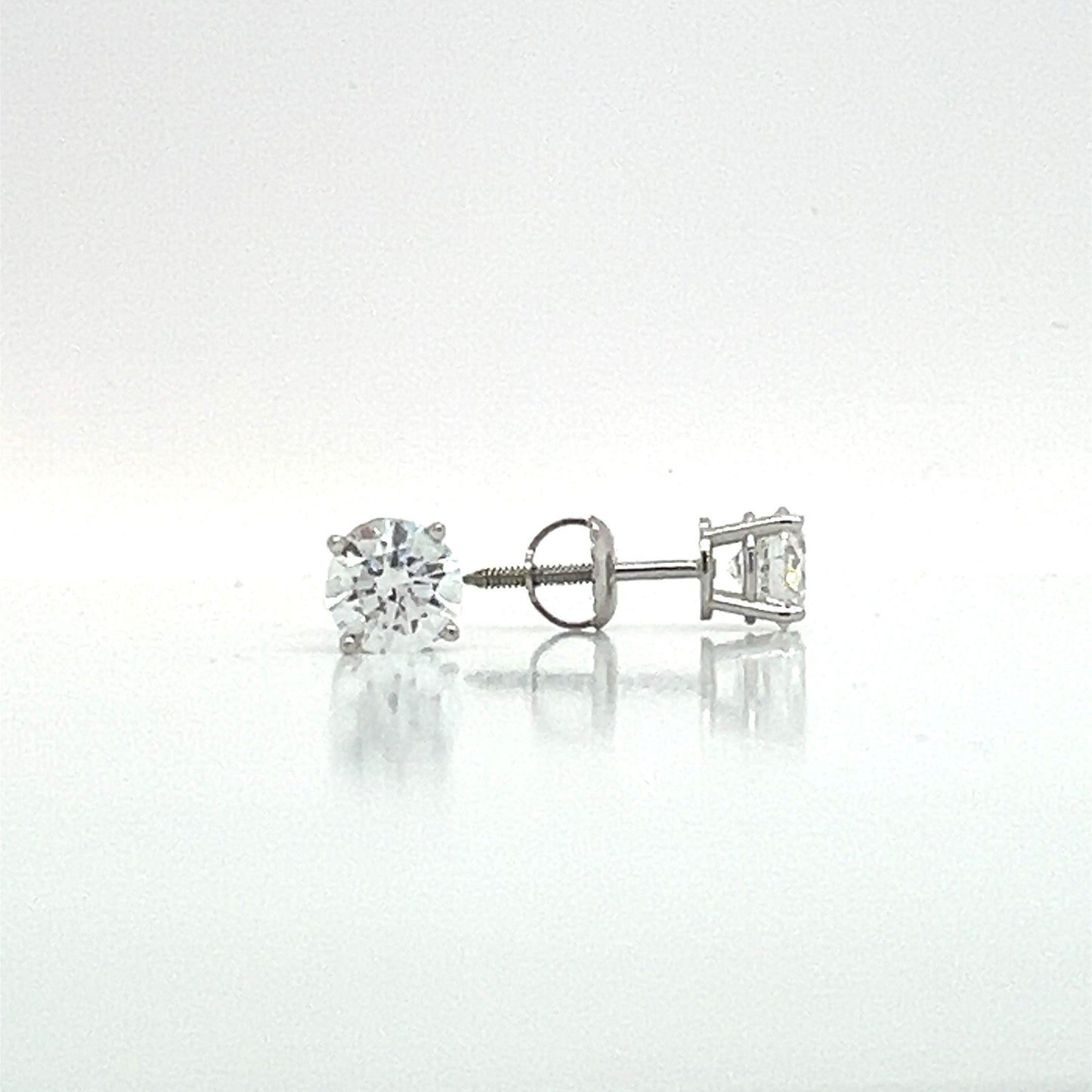 14KW Lab Grown Diamond 4 Prong Basket Stud 1.48cttw F/VS Earrings Non Cert by Lannyte