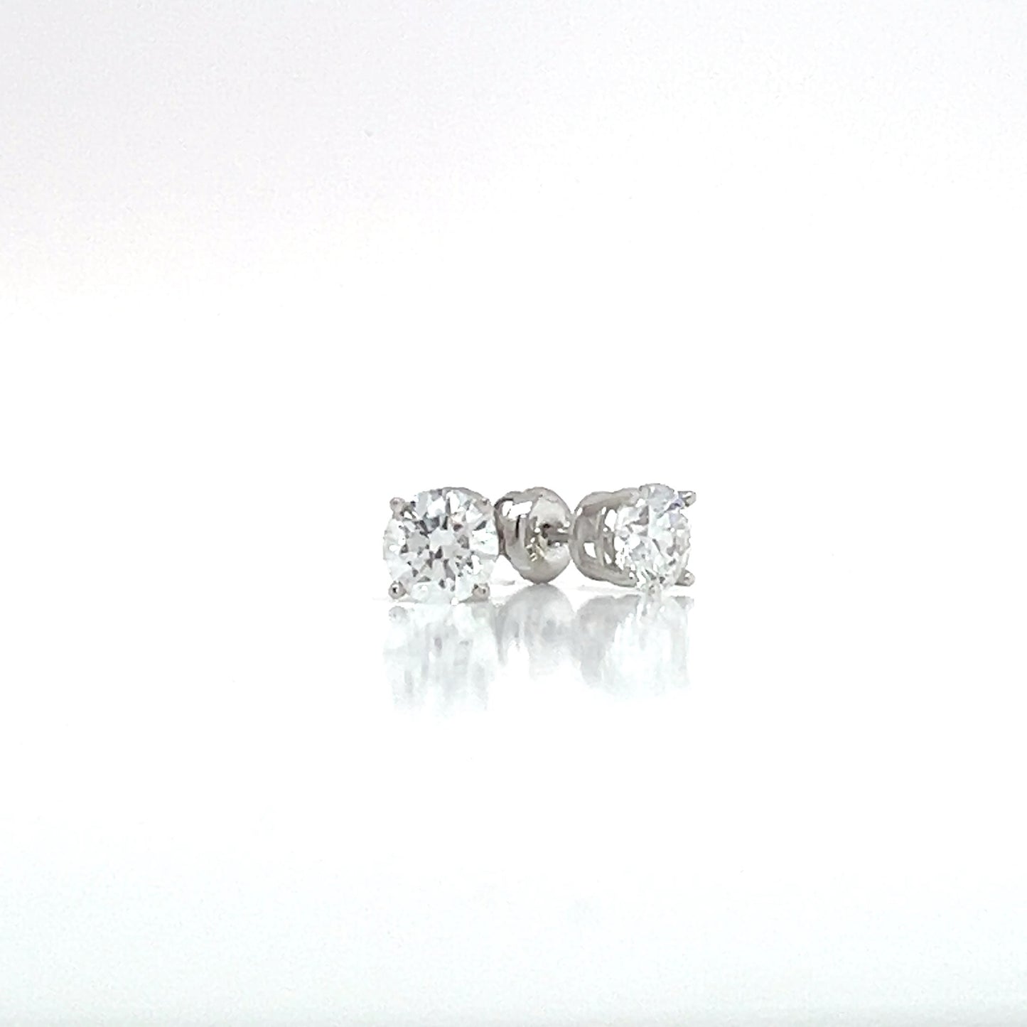 14KW Lab Grown Diamond 4 Prong Basket Stud 1.46cttw F/VS Earrings Non Cert by Lannyte