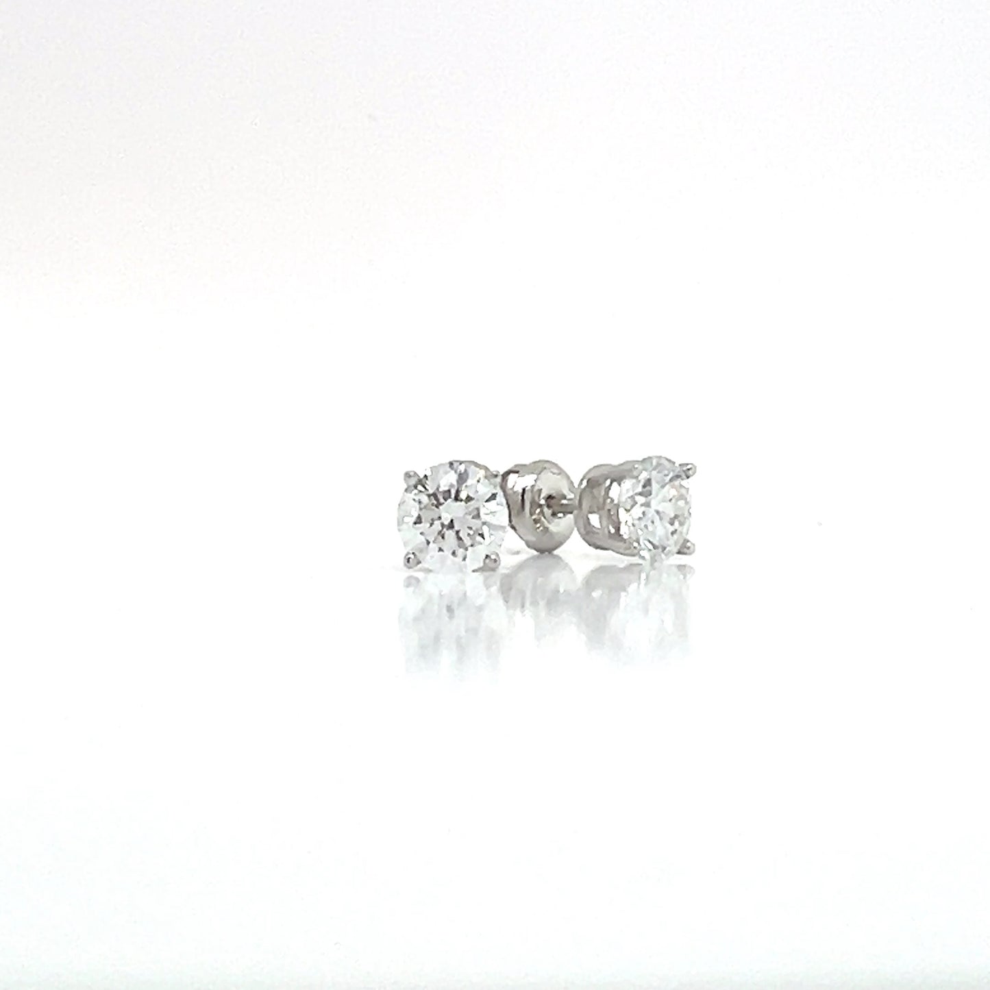 14KW Lab Grown Diamond 4 Prong Basket Stud 1.48cttw F/VS Earrings Non Cert by Lannyte