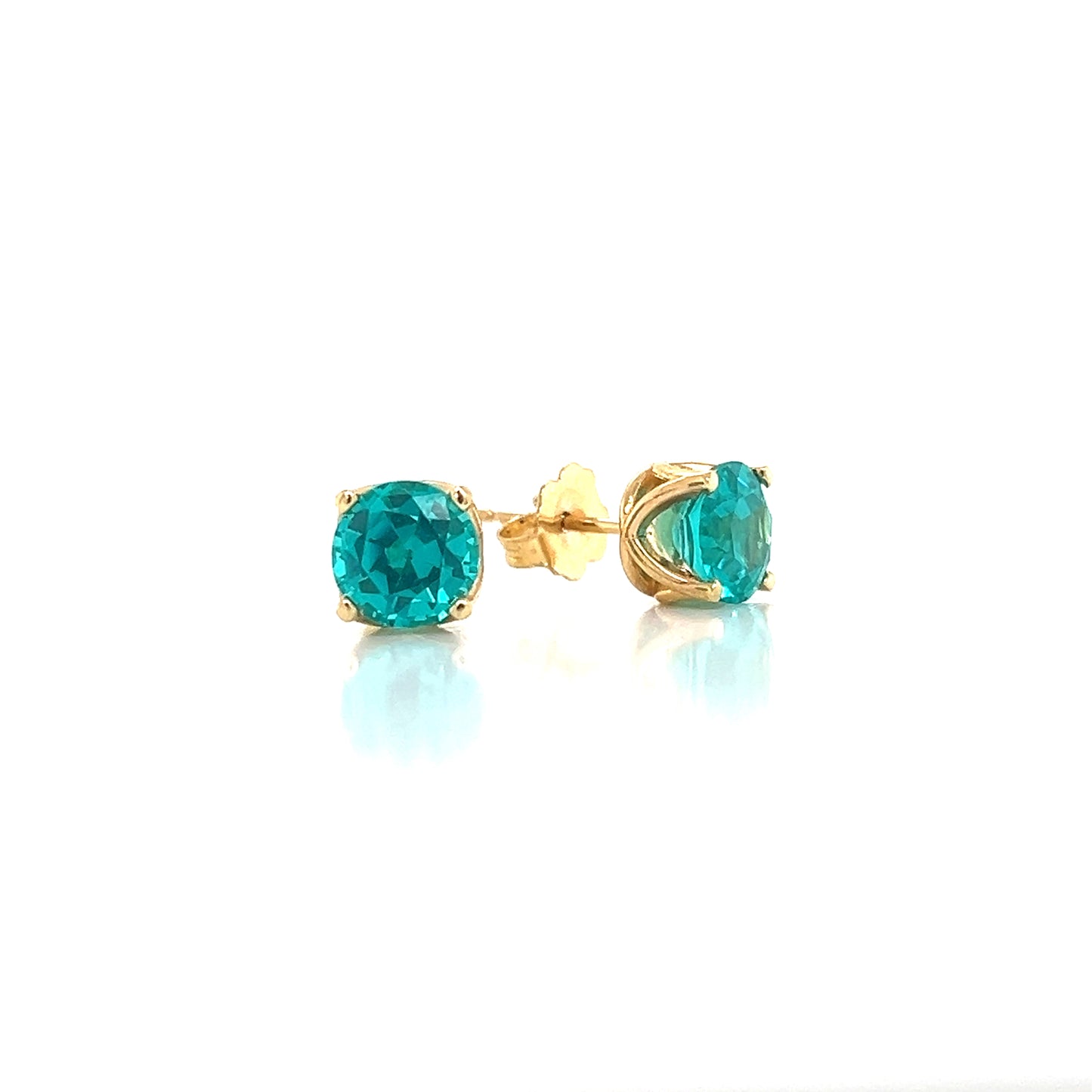 14K Doublet Paraiba Round in Fancy Gold Earring Mountings