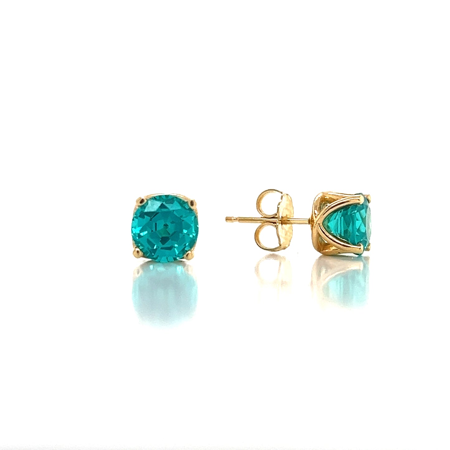 14K Doublet Paraiba Round in Fancy Gold Earring Mountings