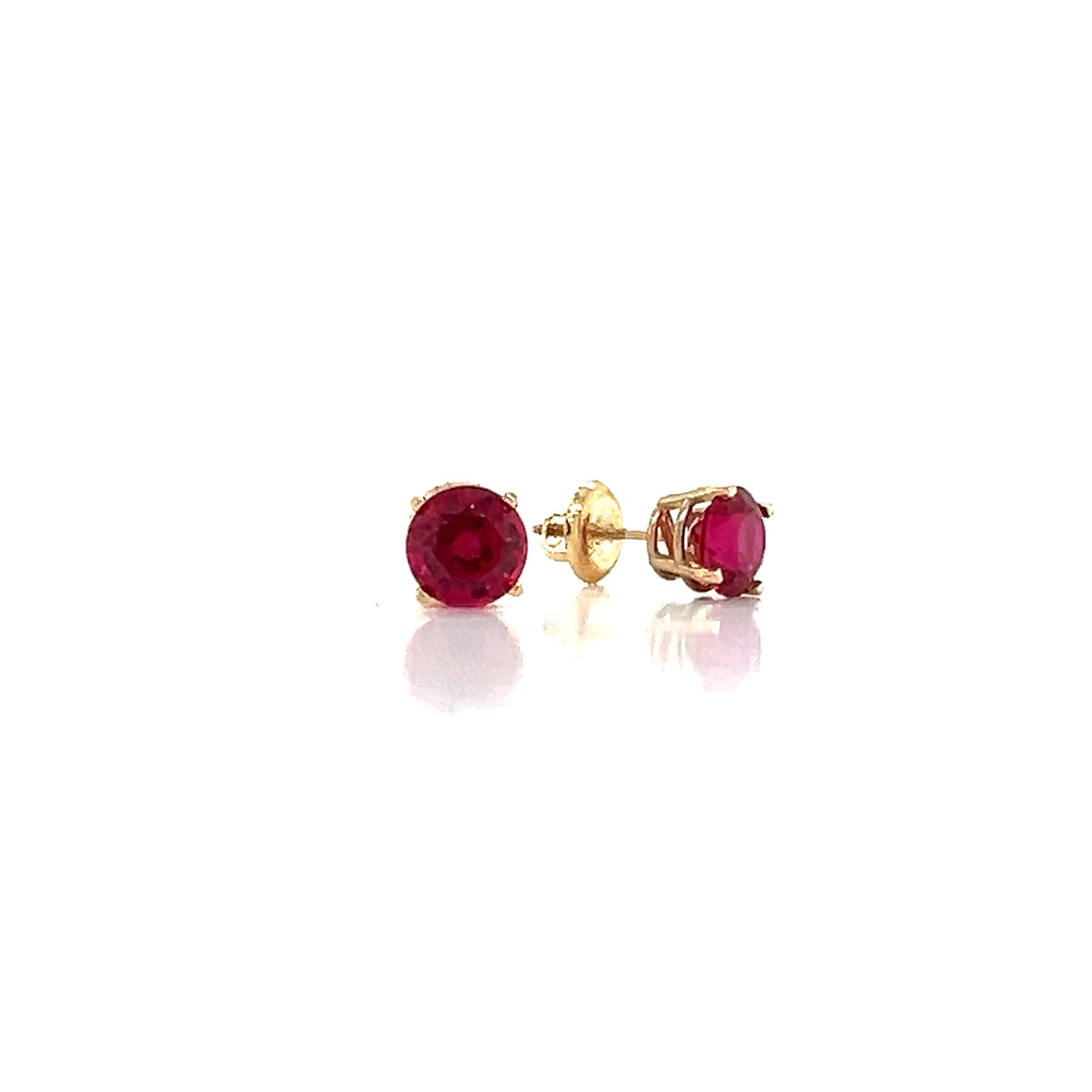 14K Lab Ruby Round 4 Prong Basket Stud Earrings Lannyte