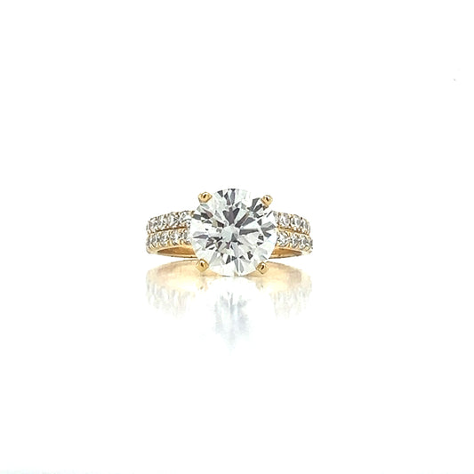 14KY Lab Grown Diamond Solitaire Ring - 3.00ct H/VS2 IGI Certified with Band 4.00cttw CVD