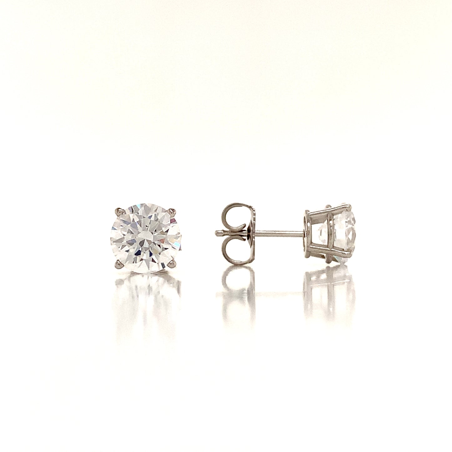 14K Colorless Simulated Diamond 4 Prong Basket Stud Earrings Lannyte