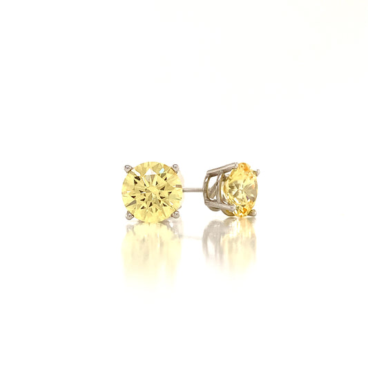 14KW Simulated Yellow Canary 4 Prong Basket Stud Earrings Lannyte