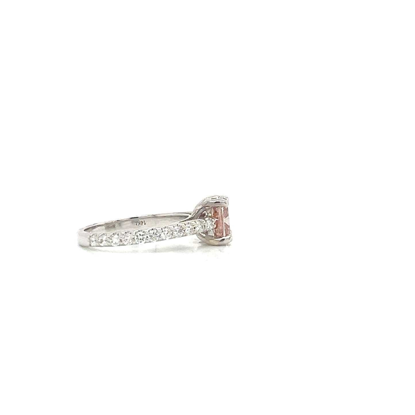 14KW 2.50cttw Lab-Grown Diamond Cushion Square Ring - 2.05ct Center Vivid Pink IGI Certified