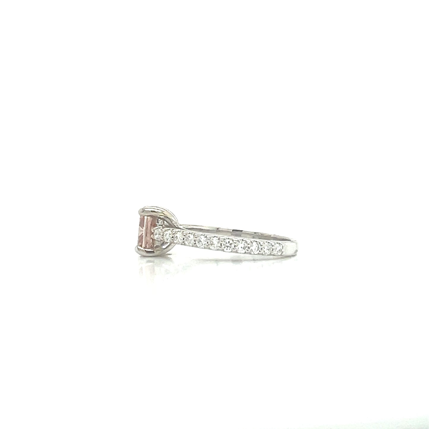 14KW 2.50cttw Lab-Grown Diamond Cushion Square Ring - 2.05ct Center Vivid Pink IGI Certified