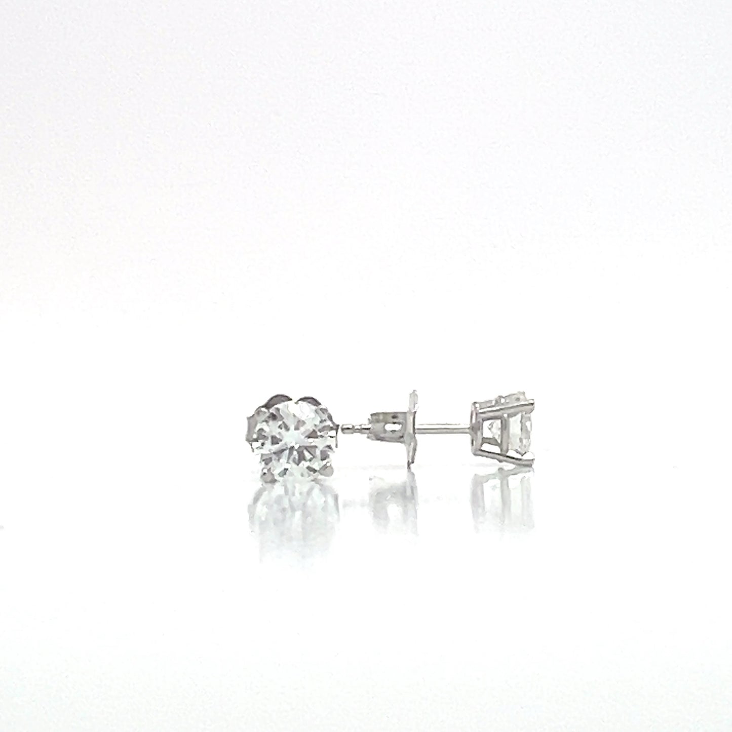 14KW Lab Grown Diamond 4 Prong Basket Stud 1.00cttw HI/VS  Earrings Non Cert by Lannyte