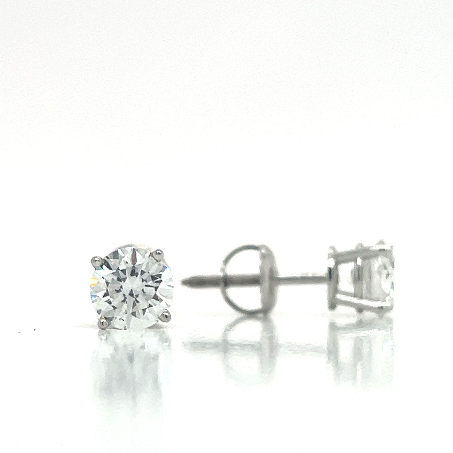 14KW Lab Grown Diamond 4 Prong Basket Stud 1.48cttw F/VS  Earrings Non Cert by Lannyte