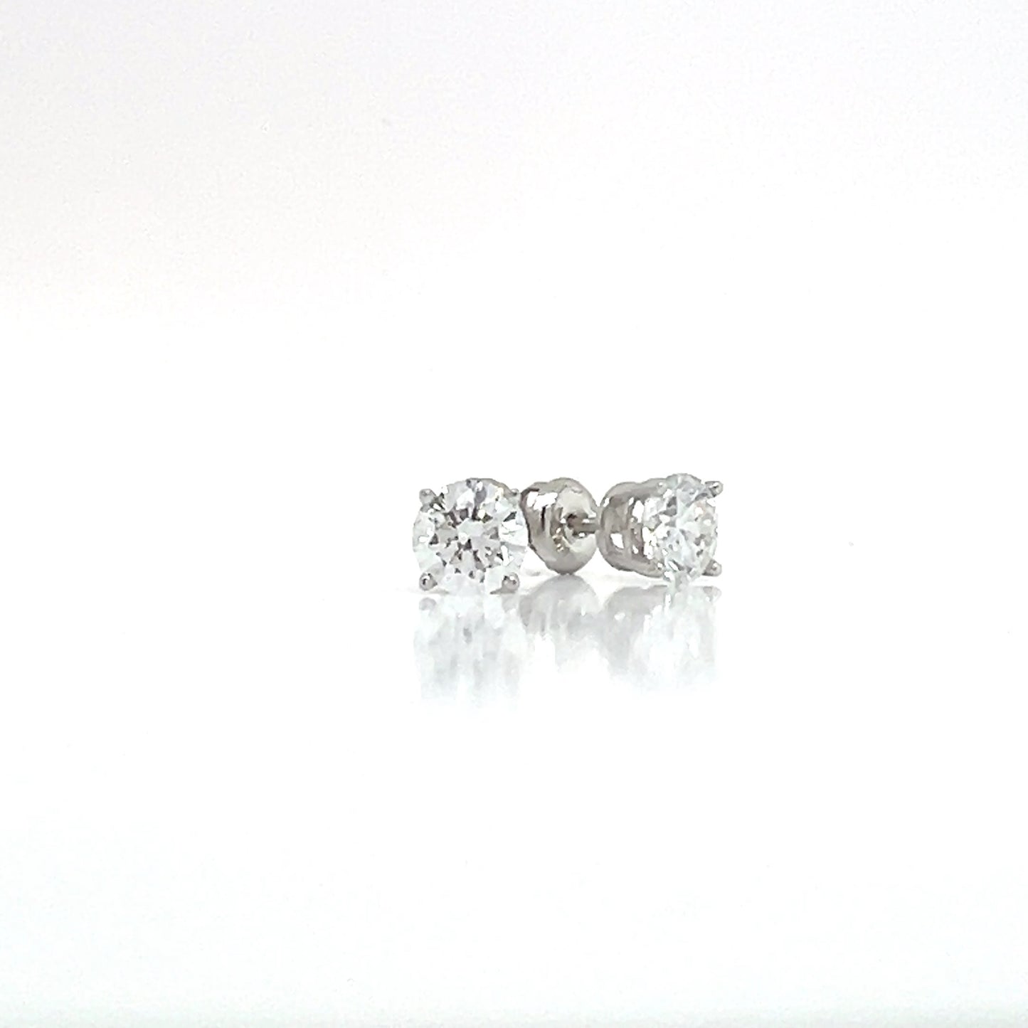 14KW Lab Grown Diamond 4 Prong Basket Stud 1.48cttw F/VS  Earrings Non Cert by Lannyte