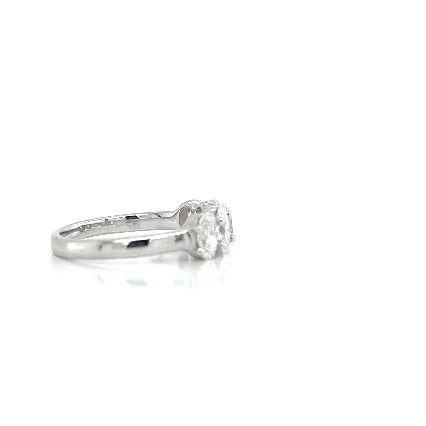 14KW 2.00cttw Lab Grown Diamond Oval Accent Ring HPHT