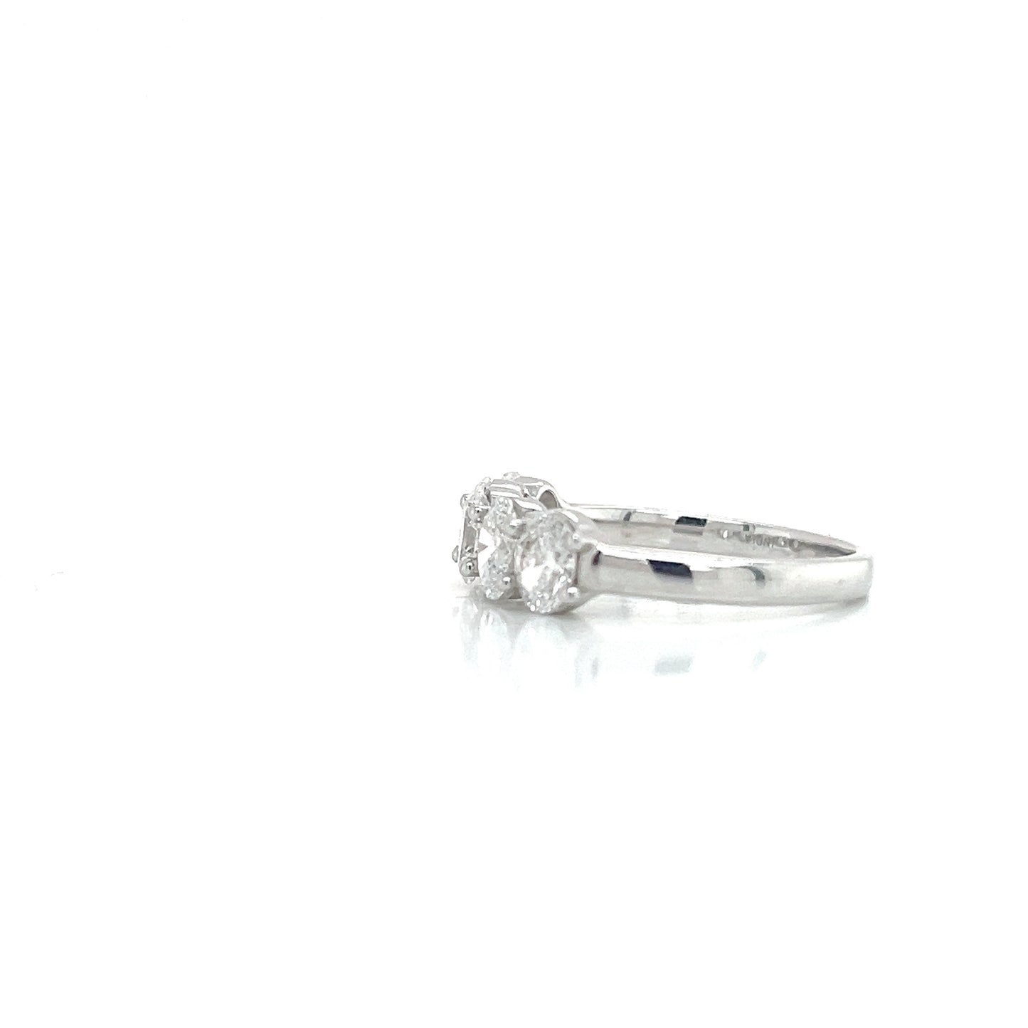 14KW 2.00cttw Lab Grown Diamond Oval Accent Ring HPHT