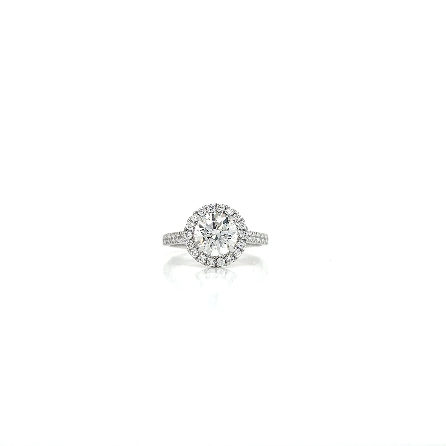 14KW 2.25cttw Lab-Grown Diamond Round Halo Ring - 1.64ct F/VS1 Non Certified