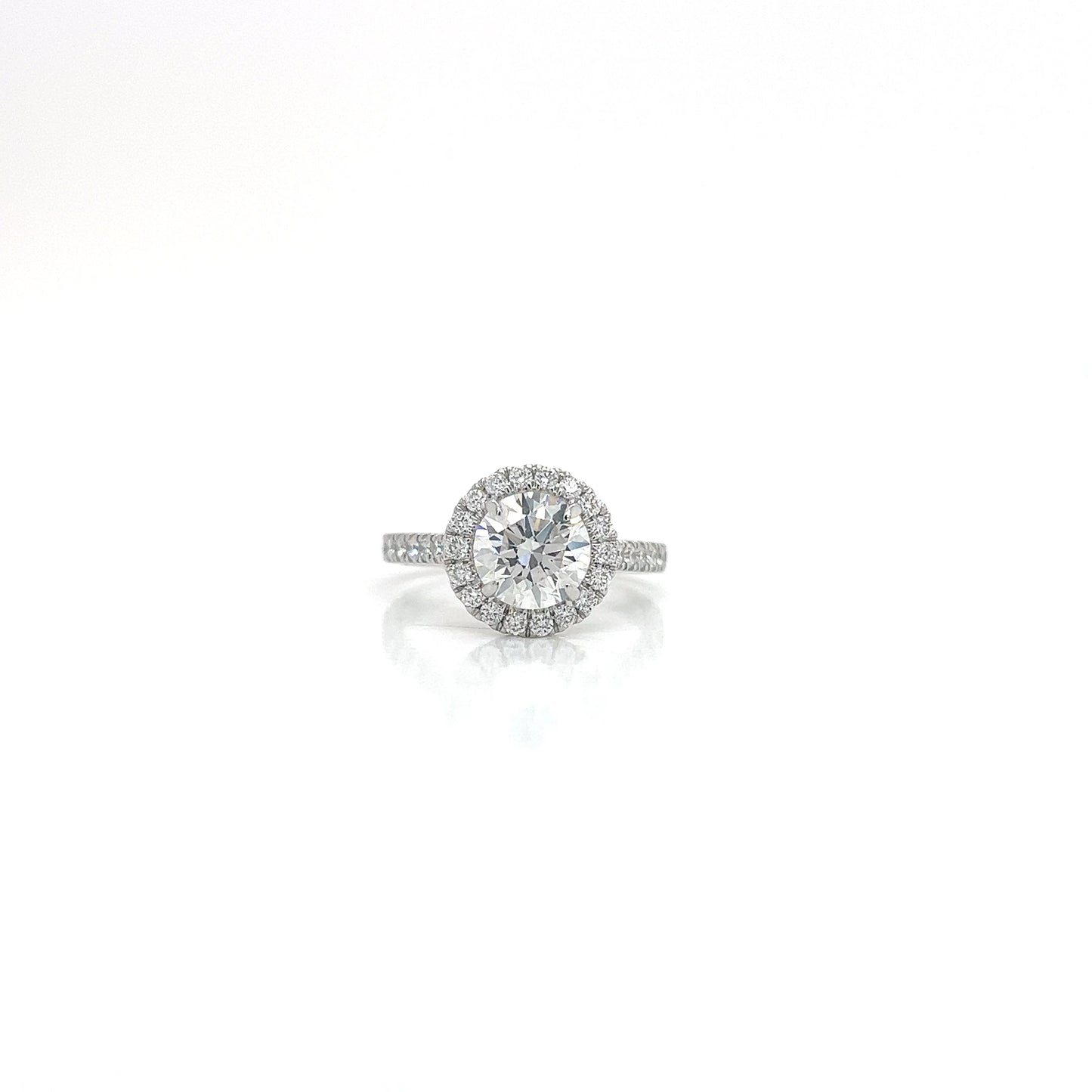 14KW 2.25cttw Lab-Grown Diamond Round Halo Ring - 1.64ct F/VS1 Non Certified