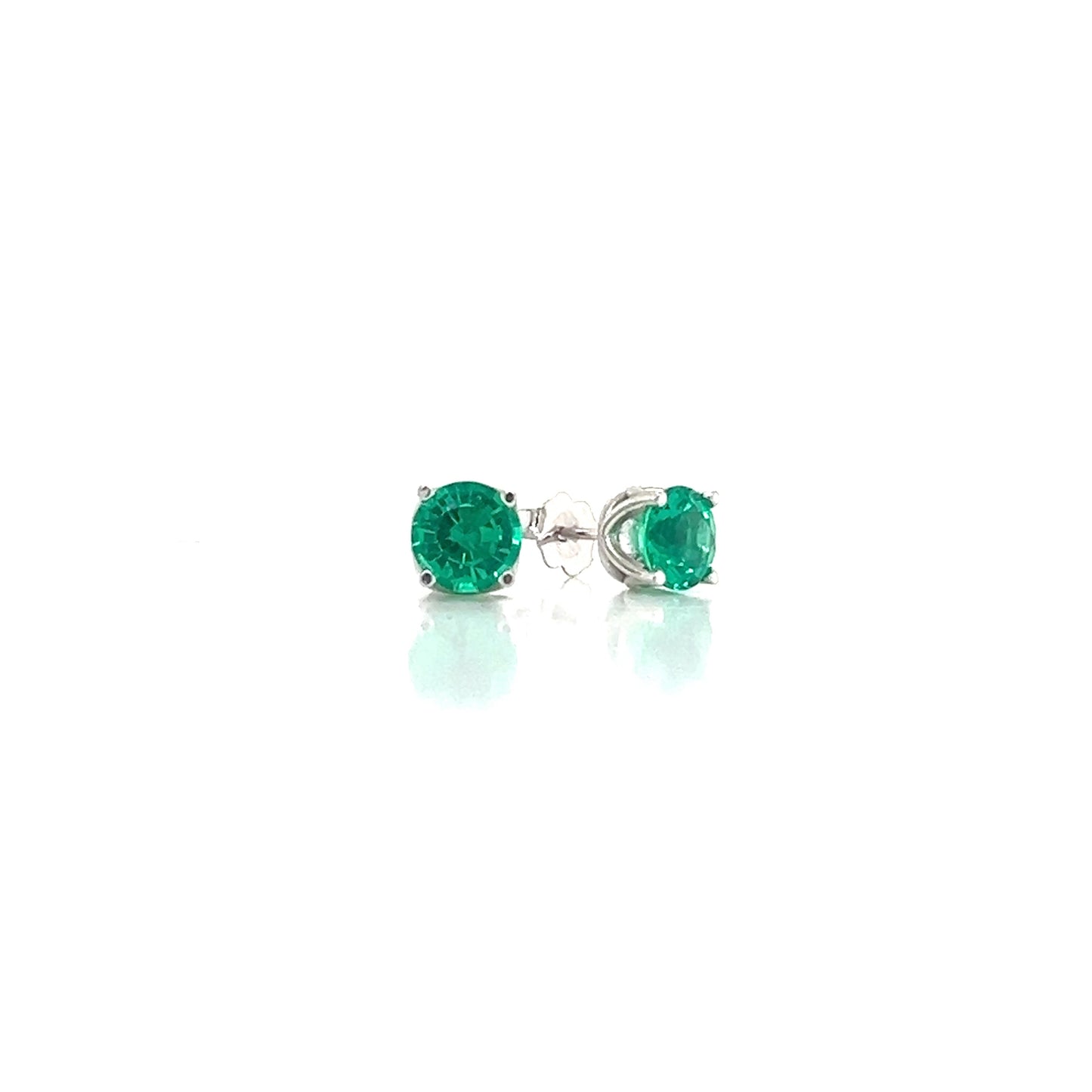 14K Recrys Emerald Round in Fancy Gold Earring Mountings