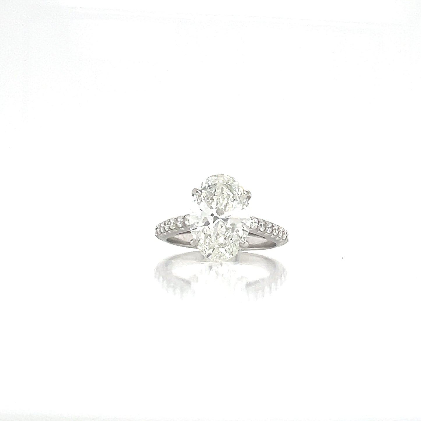 14KW 4.00cttw Lab-Grown Diamond Oval Ring - 3.52ct F/VS1 IGI Certified