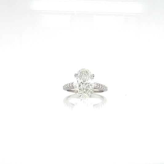 14KW 3.50cttw Lab-Grown Diamond Oval Ring - 3.00ct F/VS1 IGI Certified