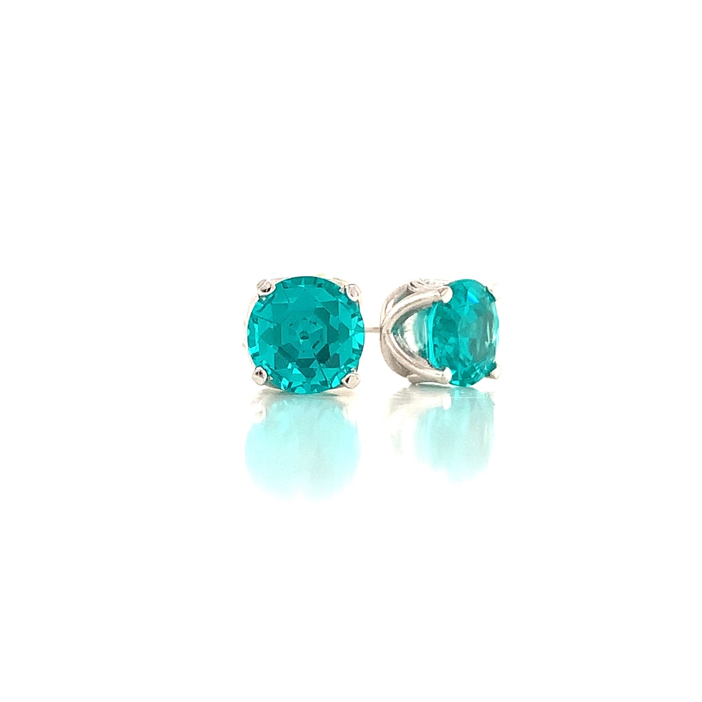 14K Doublet Paraiba Round in Fancy Gold Earring Mountings