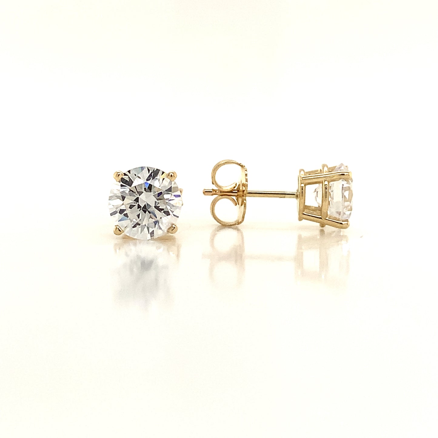 14K Colorless Simulated Diamond 4 Prong Basket Stud Earrings Lannyte