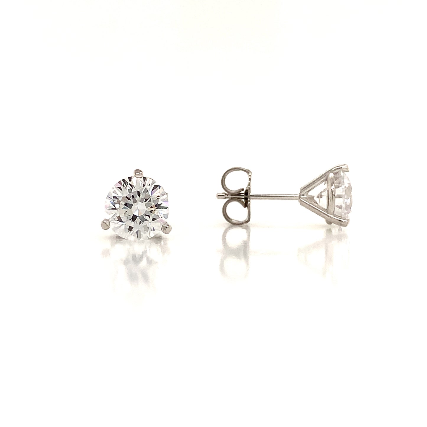 14K Colorless Simulated Diamond 3 Prong Martini Stud Earrings Lannyte