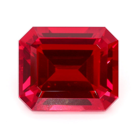 Lab Ruby Emerald Cut 10x8mm Lannyte Manmade