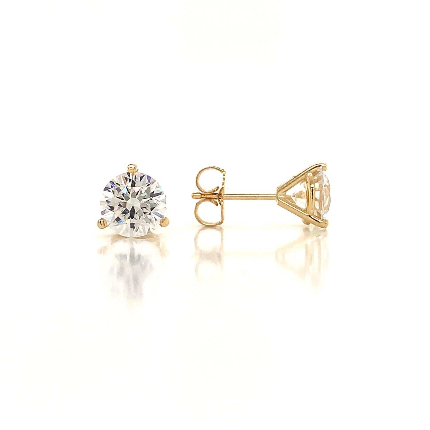 14K Colorless Simulated Diamond 3 Prong Martini Stud Earrings Lannyte